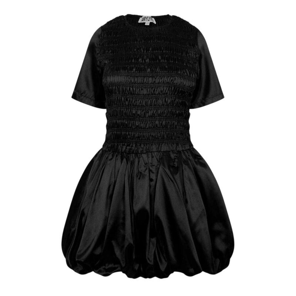 AmyLynn Womens/Ladies Peplum Shirred Mini Dress / Black